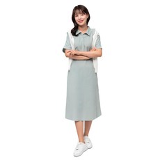 CARET 女款棉質短袖襯衫連身裙，附腰帶, 均碼, 薄荷綠