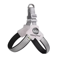 Mamy Pets 寵情 寵物多層透氣Y型胸背帶 夜光型, XL(胸圍可用), 尼龍+棉麻材質, 雙牽引D環, 安全插扣, 酷炫黑, 1個