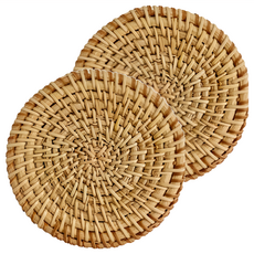 沐慕家居 藤編耐用杯墊, 單色, 22cm, 2個