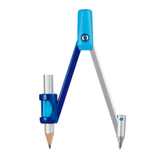 KUTSUWA 初學者安全圓規 藍灰雙色 幾何繪圖工具, 1入