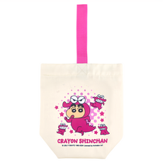 Shinchan 蠟筆小新 飲料提袋 帆布 尼龍材質 尺寸: 38x21x10cm(含提帶), 小新巧克比 白色 + 桃紅色, 1個