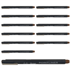 Pentel 飛龍文具 POINTLINER 代針筆 12支裝 S20P 0.5, 焦茶色, 1組