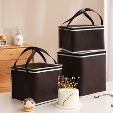 生活King 6吋蛋糕保冰袋套裝 不織布覆蓋噴砂珍珠棉, 單層咖啡色, 外尺寸 26 x 26 x 20cm + 內尺寸 24 x 24 x 19cm, 1組