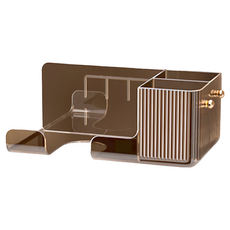 無痕免釘壁掛 吹風機置物架 21.8 x 11 x 8.6cm, 透咖色, 1個