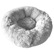 甜甜圈窩-S 直徑50cm 長毛絨 PP棉 底部點塑防滑, 淺灰色, 1個