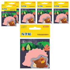 N次貼 造型便條紙, 刺蝟 螢光粉, 6本, 45張