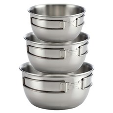 WEN LIANG 文樑 不鏽鋼碗三件式 Set, SUS304不鏽鋼材質, 附專屬收納袋, 200ml + 400ml + 500ml, ST-2020-2, 1組