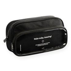 munid PVC 透明雙層大容量鉛筆袋, 1個, 混色