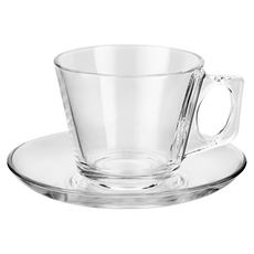 德國 VEGA 方柄濃縮咖啡杯碟組 玻璃杯/義式咖啡杯/午茶杯, 1組, 透明色