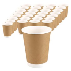 禾啟 雙層中空杯 牛皮 12oz 一次性隔熱紙杯 大容量, 25個, 20條