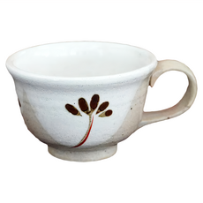 美濃燒 粉引小花 180ml 陶瓷咖啡杯 日本製造, 白色, 1個