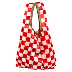 FIFI 手腕型立體環保購物袋 紅白格 23x19x12cm 可折疊收納, 1個