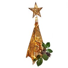 桌上型聖誕裝飾四角樹塔 LED20燈暖白光銅線燈串 本島免運費, 38cm, 流金系, 1個