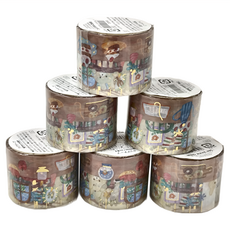 MIND WAVE 透明膠帶 壓印箔 Set, 6個/組, 30mm, hokkori life Ouchi, 1組