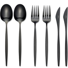 Dalper Cosmos 西式雙人餐具組, 黑色, 1套, 餐匙 2p + 餐叉 2p + 餐刀 2p