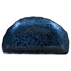 新食器 雲彩扇形燒物盤 20.5cm, 黑色, 1個