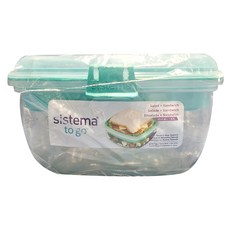 sistema 隨行保鮮盒方形分層 綠色 1.63L, 1個, 1個