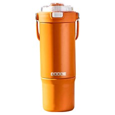 不鏽鋼手提雙層彈蓋保溫杯 7.8 x 27cm, 橙色, 900ml, 1個