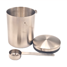WMF 咖啡罐附湯匙, 表面光亮 耐腐蝕 簡簡單單設計, 高度13.5cm 直徑11cm, #0630976030, 1個
