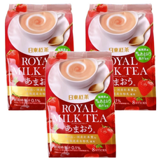 日東紅茶 皇家奶茶 草莓 果汁0.1%使用, 14g, 8包, 3袋
