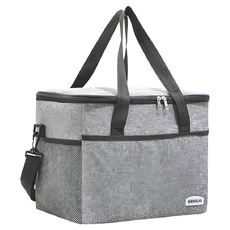 BRIVILAS 肩揹手提兩用加厚保冷保溫袋, 特大款(33 x 25 x 27cm), 灰色, 1個