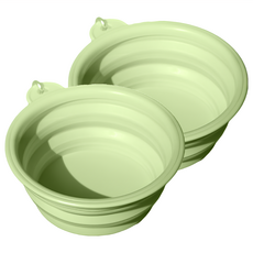 小小毛孩 寵物摺疊碗附掛勾, 矽膠碗 M 650ml 兩入組, 馬卡龍綠, 1組