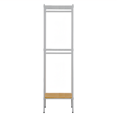 dayneeds 日需百備 松木烤漆三層雙桿衣櫥 輪衣櫥 + 掛衣架 + 收納架 + 層架 + 鐵架, 白色