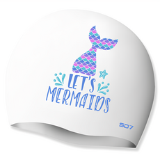 SD7 美人魚矽膠泳帽 SGL-CA321, 白色, 1個