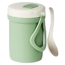 Jasmine’s Kitchen 小茉廚房 可攜帶式湯杯 湯杯 湯碗 附小勺, 綠色, 1個