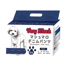 Verymuch 棉花糖寵物尿褲, 攜帶方便 有超強吸收力, 可重複穿, 舒適又貼身的柔軟觸感, 時尚牛仔花色, SS(2.5~4kg 腰圍20~30cm)