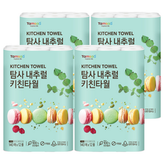 Tamsaa 捲筒式廚房紙巾 140張 100%天然紙漿, 12捲, 4袋