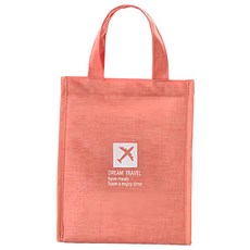 E.City 大容量簡約風牛津保溫保冷野餐便當包 防潑水, 35 x 25 x 17cm, 橘粉, 1個