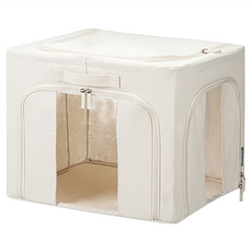 SHIMOYAMA 帶視窗3開口可折疊一體布藝收納箱 34 x 37 x 44cm 米白色 55L, 1個