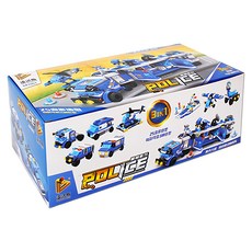 PANLOS 潘洛斯 8合1警察指揮車積木玩具, 1盒, 混和顏色