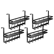 小麥購物 雙層門後掛勾 6鉤 C582 寬52cm 926g, 黑色, 4個