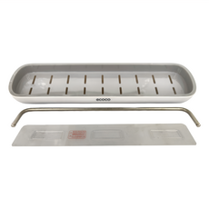 ecoco 意可可 衛浴置物架 含毛巾桿, 免打孔設計, 不鏽鋼材質, 穩固黏貼, 124 x 60 x 427mm, 灰色, 1組