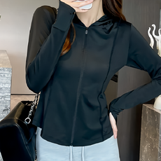 冰絲修身防曬衣, 360°無死角防曬高效抗熱, S, 黑色