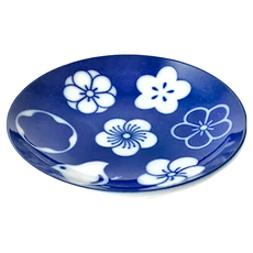 美濃燒 千鳥小碟 梅千鳥, 日本白瓷, 直徑9.5cm, 高2cm, 約70g, 梅千鳥 藍色, 1個
