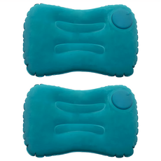 植絨自動充氣枕 Set 2, 孔雀藍, 2顆