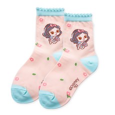 oneder 旺達 迪士尼公主系列童襪-白雪 15-18cm，柔軟舒適，卡通圖案，單入, PR-712