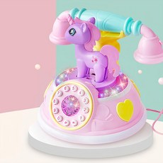 小馬復古電話機 多模式燈光音效 ST安全玩具, 顏色隨機, 1個