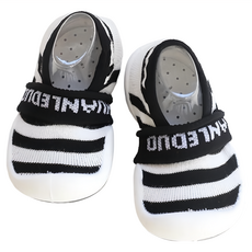 膠底學步鞋，蜂窩狀鞋底，高透氣性，親膚舒服，防滑性強, 12.5cm, 黑白條紋