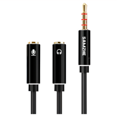 山澤 3.5mm Aux高保真抗干擾一分二耳機麥克風分接線 25CM, 單一商品, 1條, 黑色