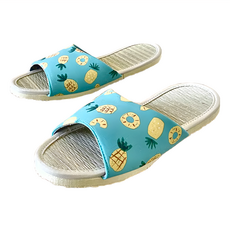 i Slippers 小時光 真草蓆室內拖鞋 - 台灣製造, 文青家居台灣棉布鞋面, XL, 水藍色