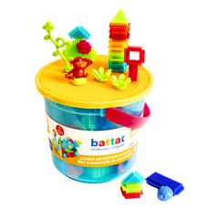 battat 科育感統玩具 鬃毛積木 128個,叢林冒險系列 Set, 多色, 1罐