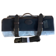 雙中鐵店 瘋馬牛皮+帆布廚師刀包 -12支入 收納刀具 (可手提 可肩背) 長43.5cm 寬17cm 厚5cm, 黑色, 1組