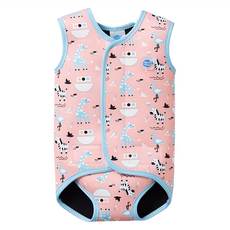Splash About 包裹式保暖泳衣 - 粉紅動物園 柔軟保暖Neoprene潛水專用面料 一片式專利設計, 黏扣帶, M