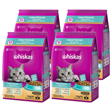 whiskas 偉嘉 1歲以上 室內貓 乾糧, 鮪魚 + 雞肉, 1.1kg, 4袋