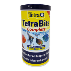 Tetra 德彩 TetraBits 七彩熱帶魚顆粒飼料, 完整配方, 適用於所有熱帶魚, 1瓶, 1L