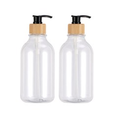 AHOYE 沐浴乳/洗髮乳/洗手乳 分裝瓶/按壓瓶 500ml, 透明竹紋, 2個